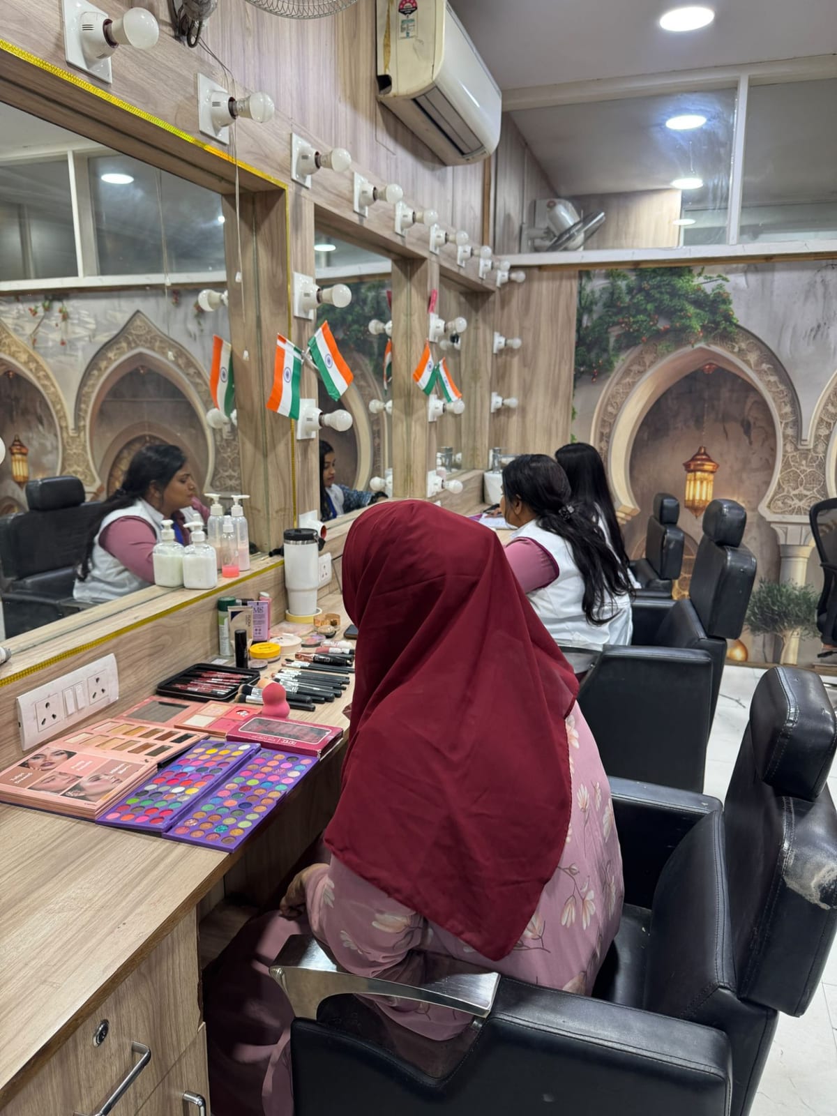 Students in a makeup practical — Orane International Kamla Nagar